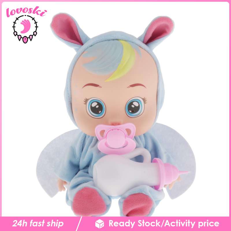 [Lovoski] Búp Bê Em Bé Giống Thật Có Thể Khóc Ăn Được Tương Tác Đồ Chơi Nước Mắt Thật Làm Quà Tặng