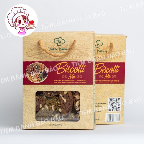 Bánh Biscotti 500g, Biscotti Ăn Kiêng 4 Vị - Bánh Ăn Kiêng Giảm Cân Không Đường Chính Hãng, Tốt Cho Tiêu Hóa (100-500g)