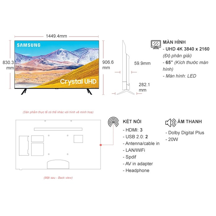 Smart Tivi Samsung 4K 65 inch 65TU8000 Crystal UHD | BigBuy360 - bigbuy360.vn