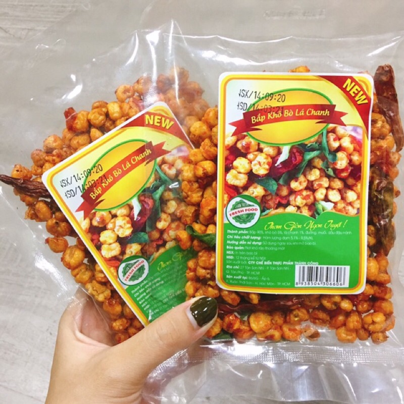 Gói100g ngô cay bò khô lá chanh loại  thơm ngon