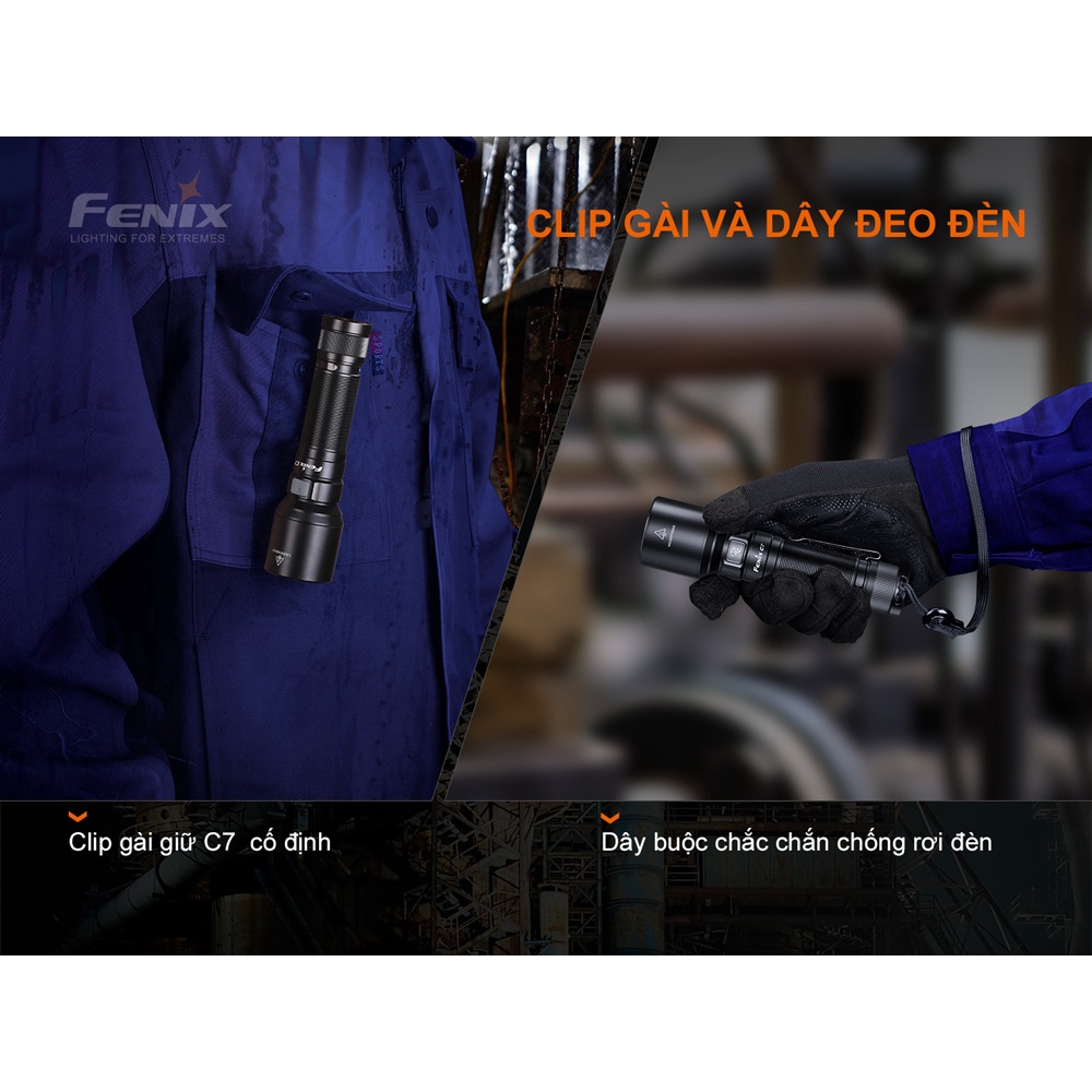 Đèn pin FENIX C7 độ sáng 3000 lumen chiếu xa 470m LED Luminus SST70 sạc USB-C pin sạc 21700 kèm theo