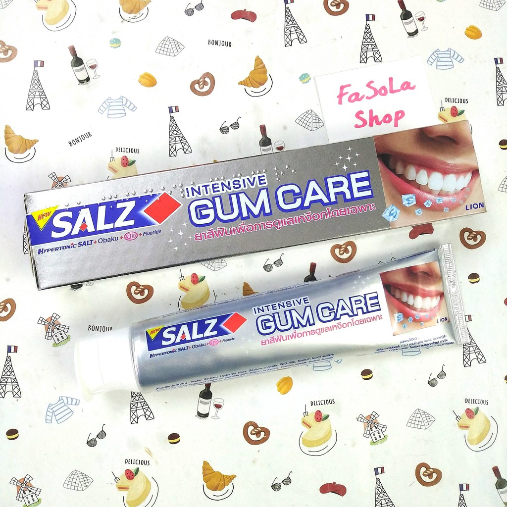 Kem đánh răng SALZ INTENSIVE GUM CARE Thái Lan 160g Lion chăm sóc nướu lợi trắng răng ngừa sâu răng viêm lợi hôi miệng