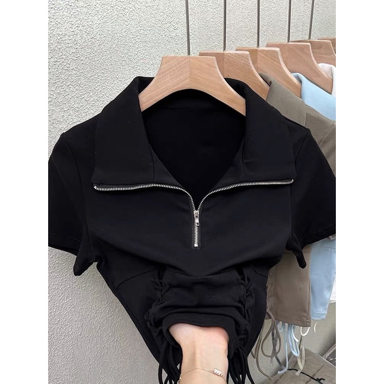 Áo polo Tay Ngắn Màu Trơn Ngọt Ngào Độc Đáo Cho Nữ