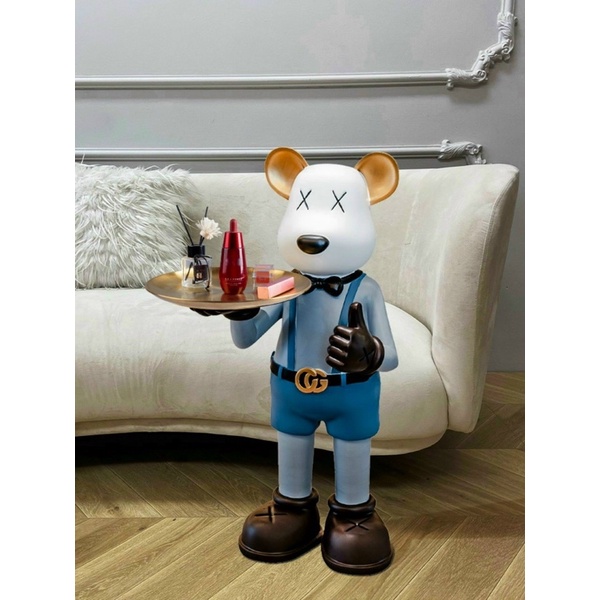 Gấu Bearbrick bồi bàn decor, gấu đỡ khay