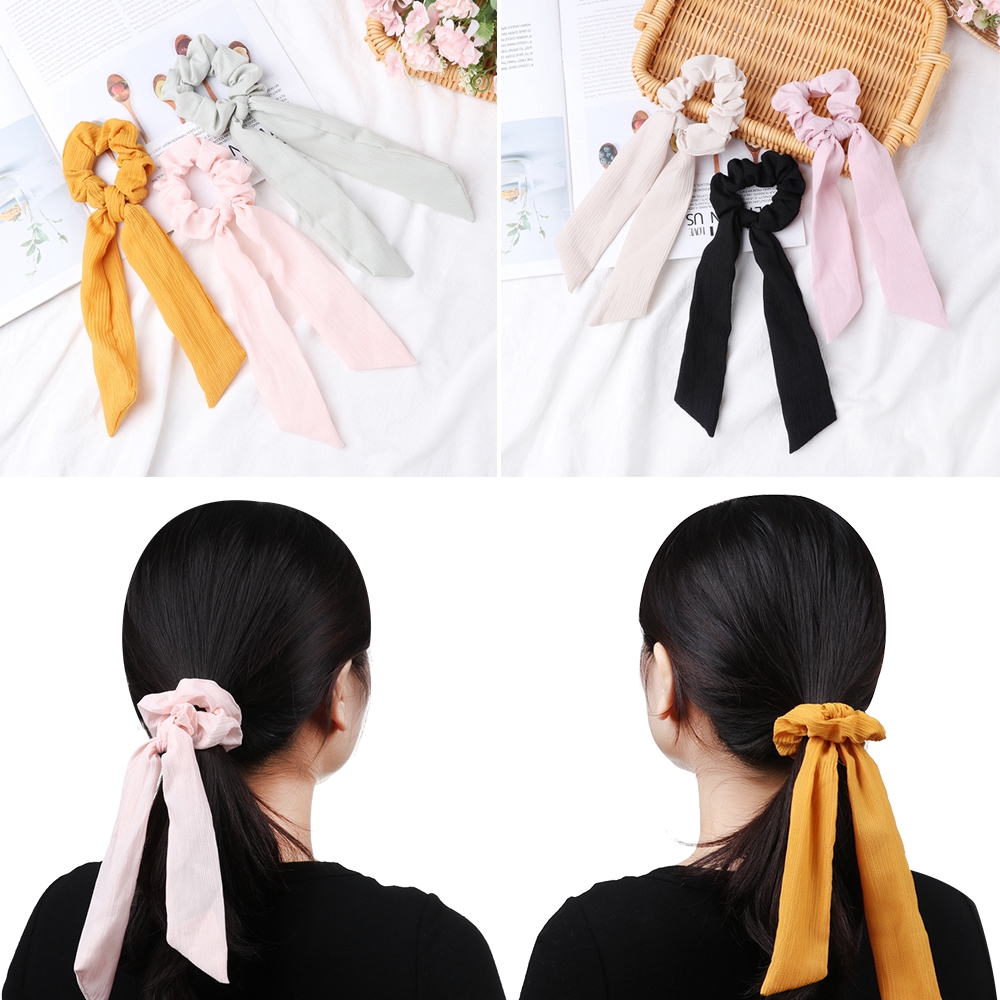 dây cột tóc màu trơn ruy băng xinh xắn cho nữ