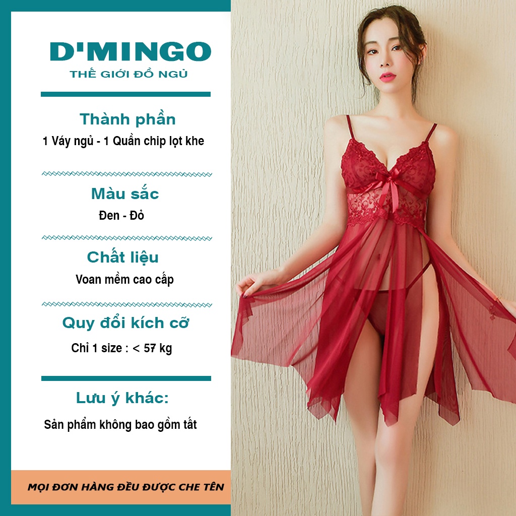 Váy ngủ sexy đầm ngủ gợi cảm 2 dây VOAN phối ren quyến rũ ( tặng kèm quần chip lọt khe) VN41