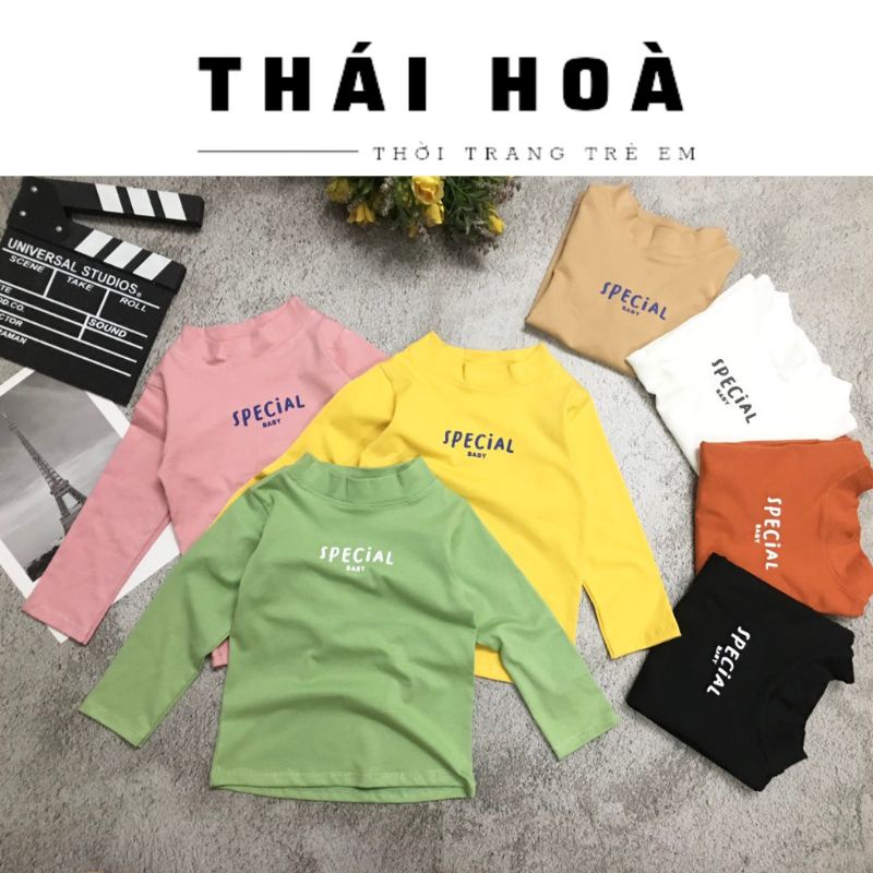 Áo thun cổ lọ 3 phân COTTON 4 CHIỀU  áo thu đông trẻ em 7-20kg chất mềm mịn