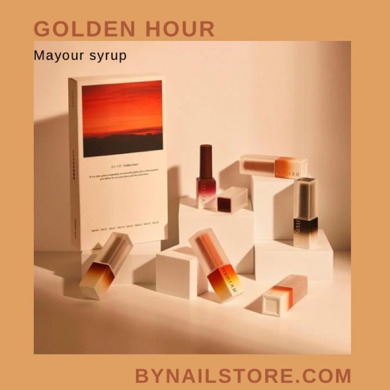 [Mayour syrup] Bộ sản phẩm sơn thạch cao cấp Hàn Quốc collection Golden Hour (8pcs)