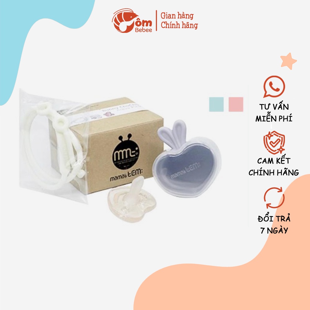 Ti giả cho bé Bunny Chuchu Mama's Tem 0-18m, núm ty giả chỉnh nha silicon - Tôm bebee TB130