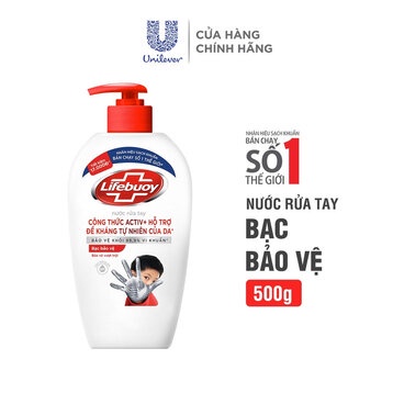 Nước rửa tay Lifebuoy chai 500g bạc bảo vệ khỏi 99,9% vi khuẩn ( mẫu mới )
