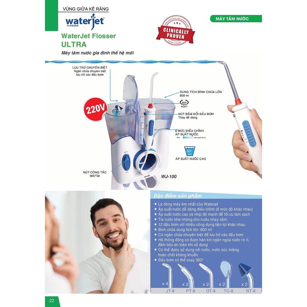 ✅ Máy Tăm Nước Cho Gia Đình Waterjet Flosser Ultra | Hàng Chính Hãng USA | Bảo hành 12 tháng