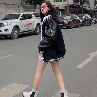 Áo khoác unisex MLB chất dạ phối tay da 2 lớp, Áo khoác bomber nam nữ QC