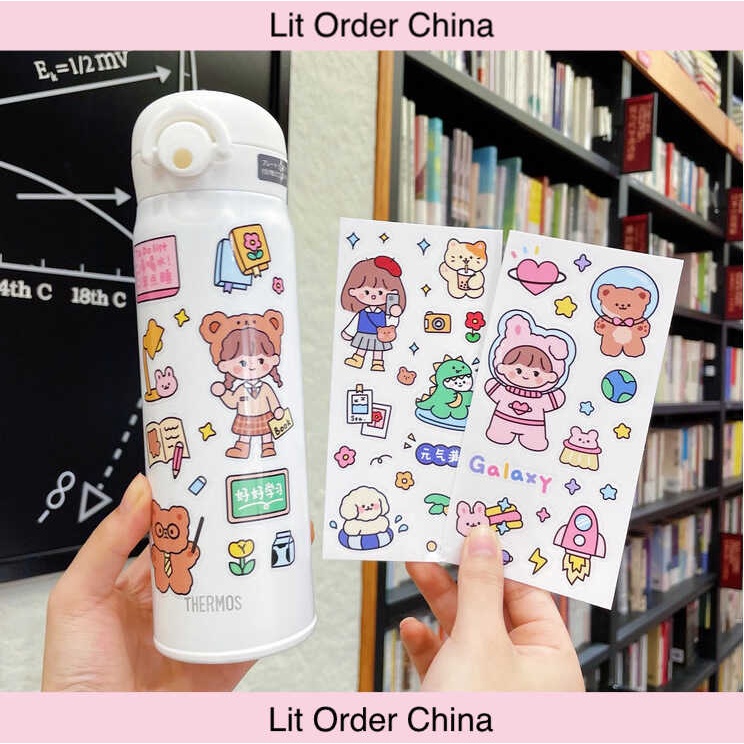 LIT Miếng dán trang trí bình giữ nhiệt sticker cute