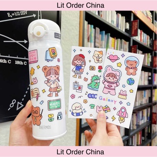 LIT Miếng dán trang trí bình giữ nhiệt sticker cute