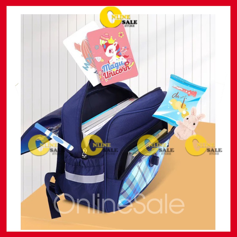 Cặp xách học sinh chống gù balo trẻ em đi học tiểu học cấp 1 cho bé trai bé gái lớp 1 2 3 Kích thước 32x33x17cm