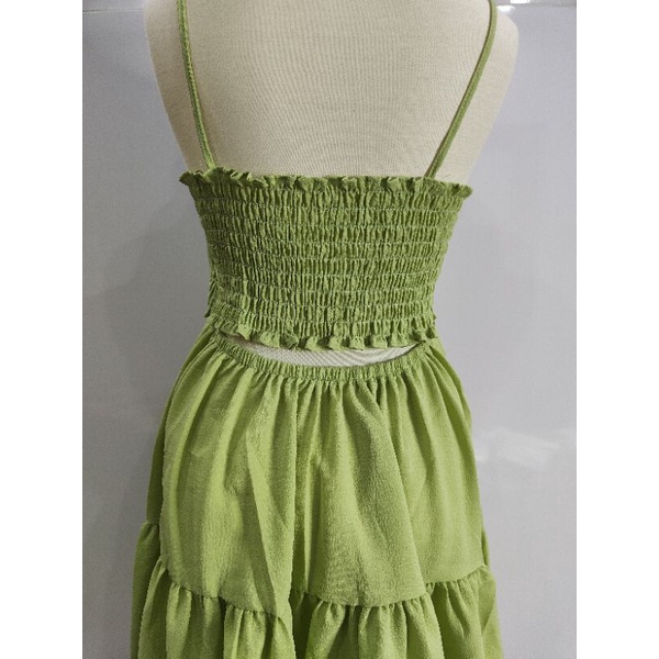 ĐẦM BABYDOLL XANH 2 DÂY CUTOUT LƯNG☘️