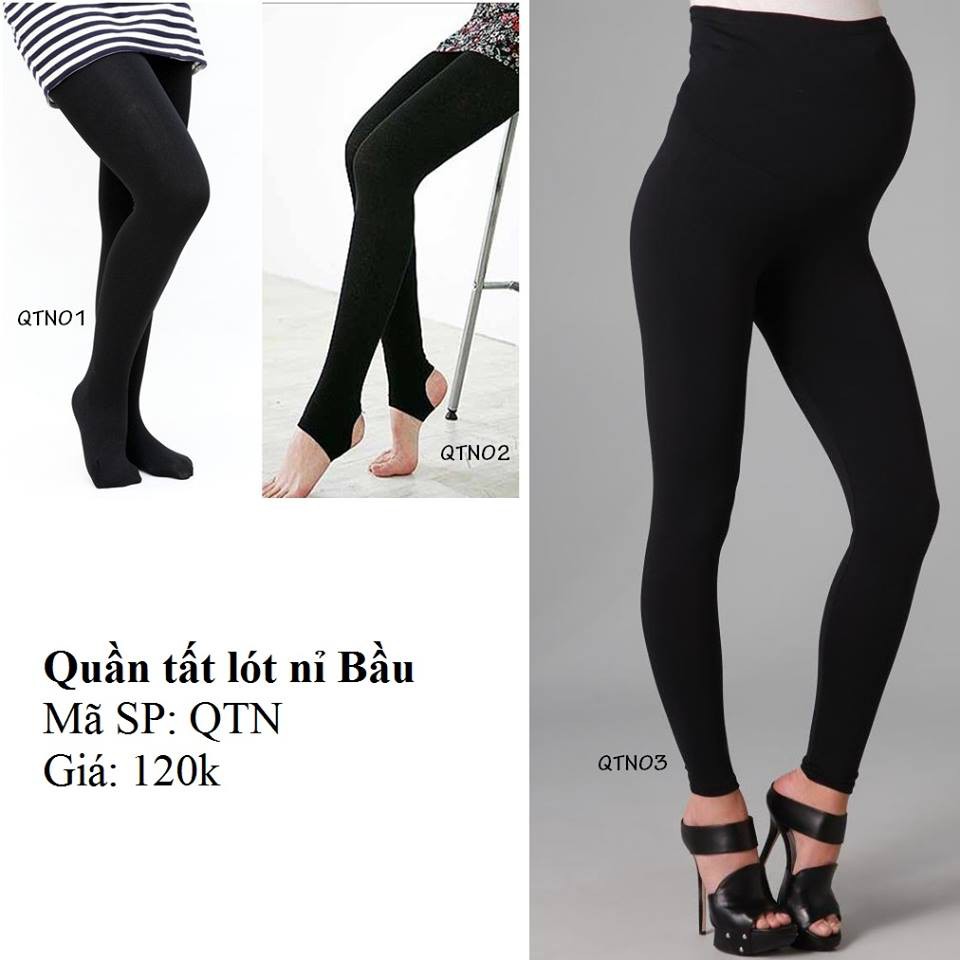 Quần tất bầu 😍 FREESHIP 😍 quần tất lót nỉ màu đen dáng cả bàn, dẫm gót và leg