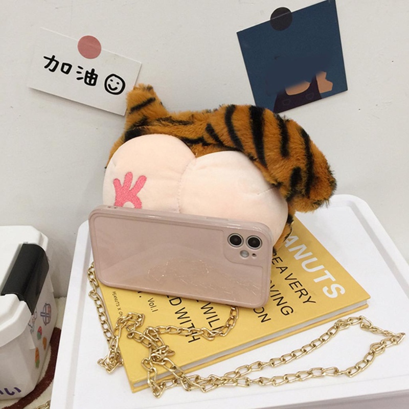 Túi Đeo Chéo Hình Mông Động Vật Nhồi Bông Ngộ Nghĩnh Cho Nữ