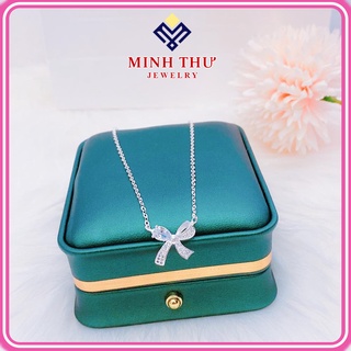 Dây Chuyền Nữ Bạc 925 Dây Liền Mặt Hình Nơ Đính Đá Siêu Cute MINH THƯ JEWELRY MTD8053
