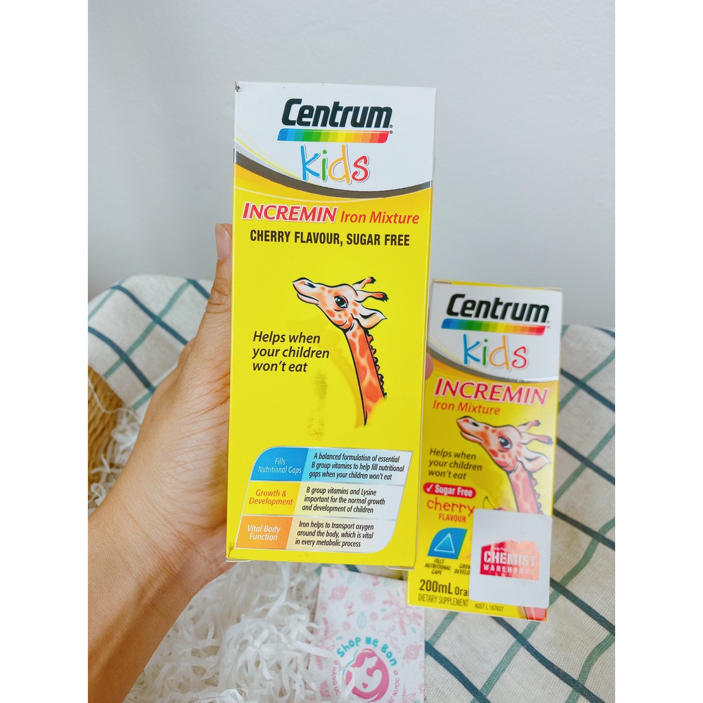 [Tem CHEMIST] Siro Cho Trẻ Biếng Ăn Centrum Kids Incremin Iron Mixture 200ml - Xuất xứ Úc