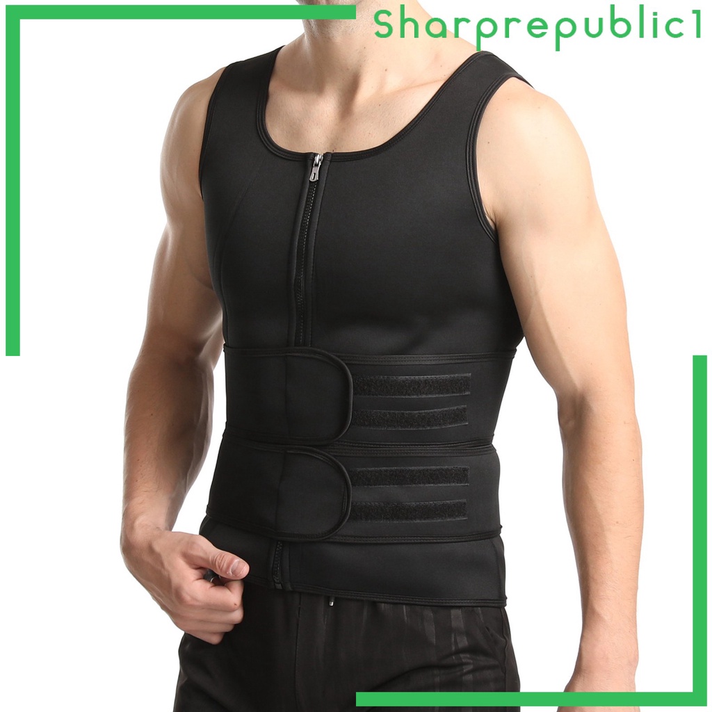 Áo ba lỗ neoprene xông hơi định hình eo có khóa kéo có thể điều chỉnh cho nam