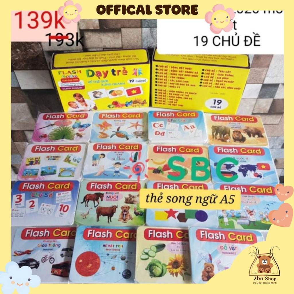 [Xả Kho giá sốc] Bộ thẻ học A5 thông minh 19 chủ đề