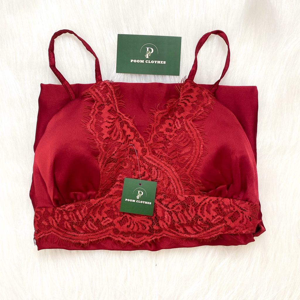 Váy Ngủ Sexy Lụa Satin Cao Cấp POOM Clothes Gợi Cảm Phối Ren Ngực Mềm Mịn Thoáng Mát