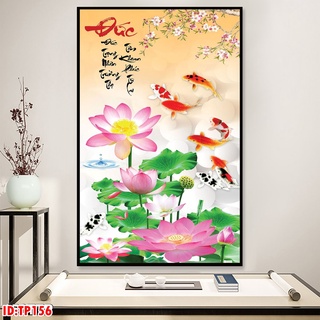 Tranh tráng gương thư pháp chữ đức kích thước 60x120 cm