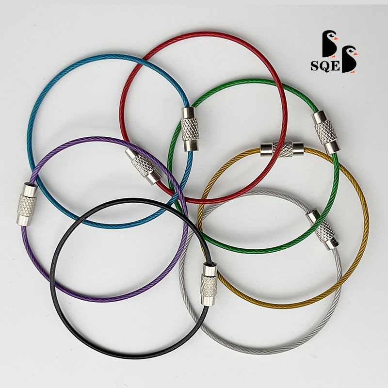 Set 5/10 Vòng Giữ Chìa Khóa Bằng Thép Không Gỉ Nhiều Màu Sắc Dùng Cho Xe Hơi / Hành Lý