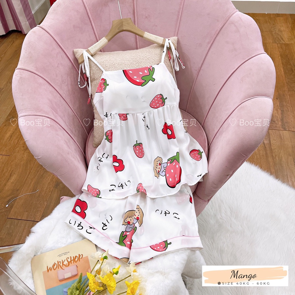 Đồ bộ pijama Mango ĐÙI DÂY BOO - TẶNG MÚT NGỰC ( form dưới 60kg)