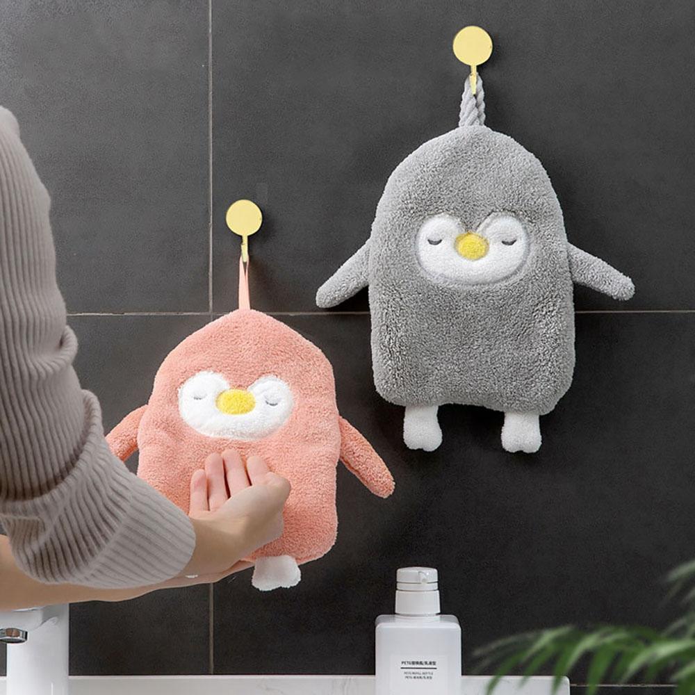 Khăn Lau Tay Bằng Vải Nhung San Hô Mềm Mại Khô Nhanh Có Móc Treo Dễ Thương Cho Trẻ Em