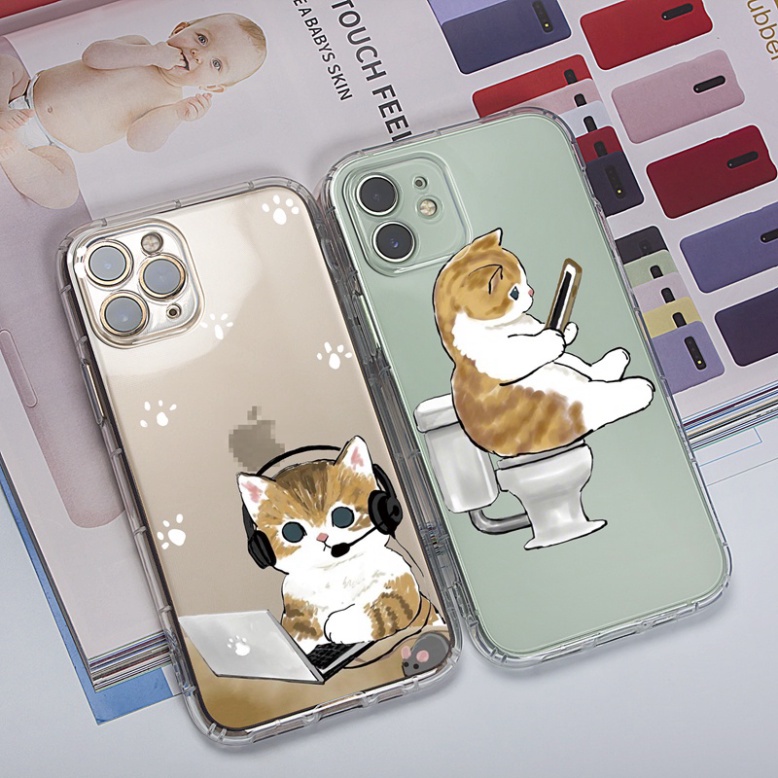 Ốp lưng iphone 6, 6s plus, 7 8 Plus, X, XS, XR, XSMAX, 11, 12, 13 PROMAX TRONG SUỐT MÈO WC, MÈO LAPTOP PKVN
