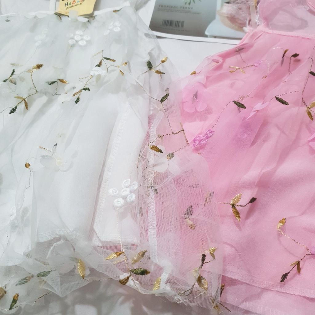 Đầm công chúa cánh tiên, váy công chúa cánh tiên phối ren thêu hoa xinh xắn cho bé gái 8-14kg