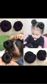 Combo tóc ngoặm xoăn và tóc búi tròn