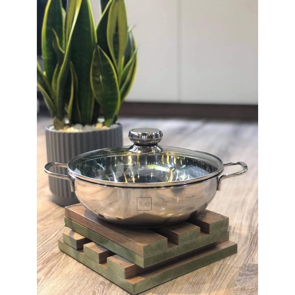 Nồi lẩu, nồi lẩu Fivestar 28cm dày nặng 3 đáy chính hãng dùng được mọi loại bếp, nồi lẩu Fivestar không lo cháy khét