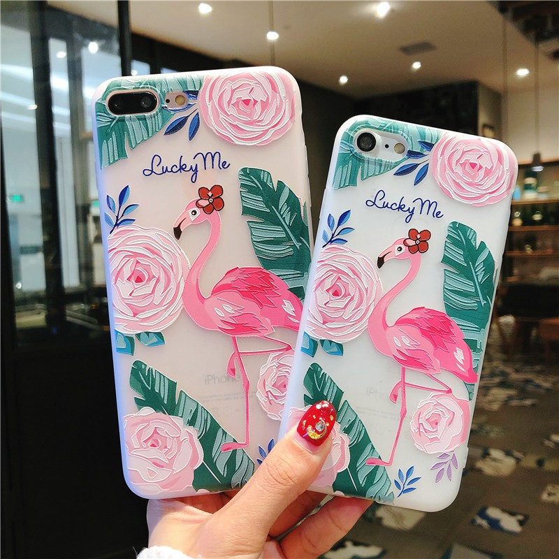 Ốp 3D phong cách flamingo iPhone 6 6s 6 plus 6s plus 7 7 plus 8 8 plus x xr xs xsmax đẹp sang trọng a01C