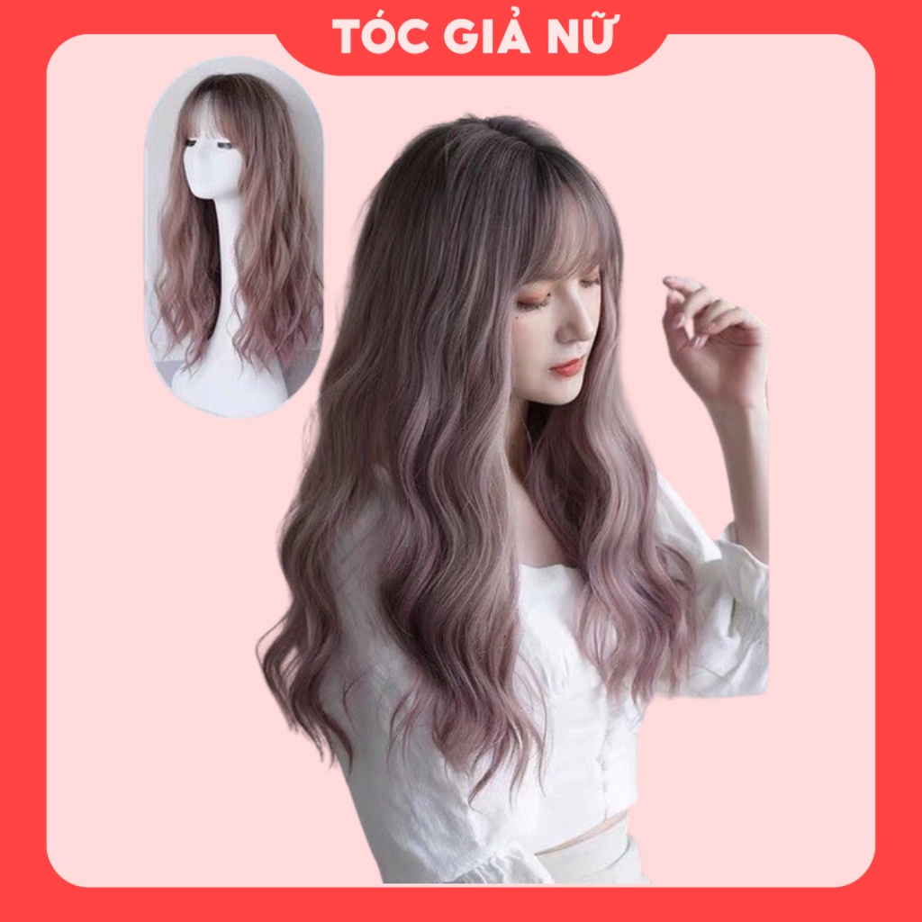 Tóc giả nữ nguyên đầu xù hồng dáng dài hàng cao cấp MS 8322