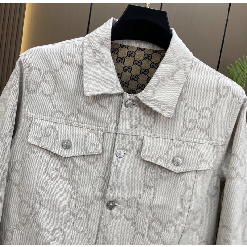 Áo khoác gucci vân chìm cao cấp, áo khoác bò nam vân nổi thời trang 2022 siêu hot