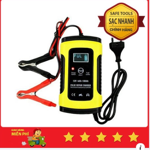 Bộ sạc ắc quy 12v FOXSUR +Hàng Chuẩn - Chính Hãng + sạc thông minh tự ngắt khi sạc đầy, khử sulphat phục hồi bình yếu