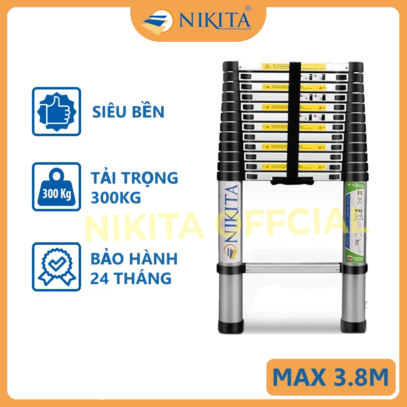 Thang Nhôm Rút Đơn 3,8M - Chính Hãng NIKITA - Bảo Hành 24 Tháng