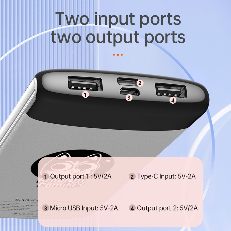 Sạc Dự Phòng 20000mAh BASIKE PT126P 2 Output USB &amp; 2 Input Micro/Type C - Bảo hành 12 tháng