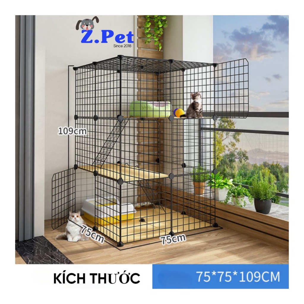 Chuồng mèo lưới sắt sơn tĩnh điện 2-3 tầng