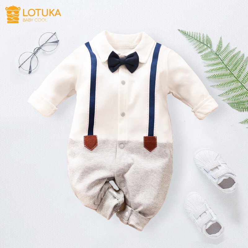 Body Công Tử Dài Tay LOTUKA Vải Cotton Mềm Mịn Co Giãn 4 Chiều Cho Bé 3-12kg