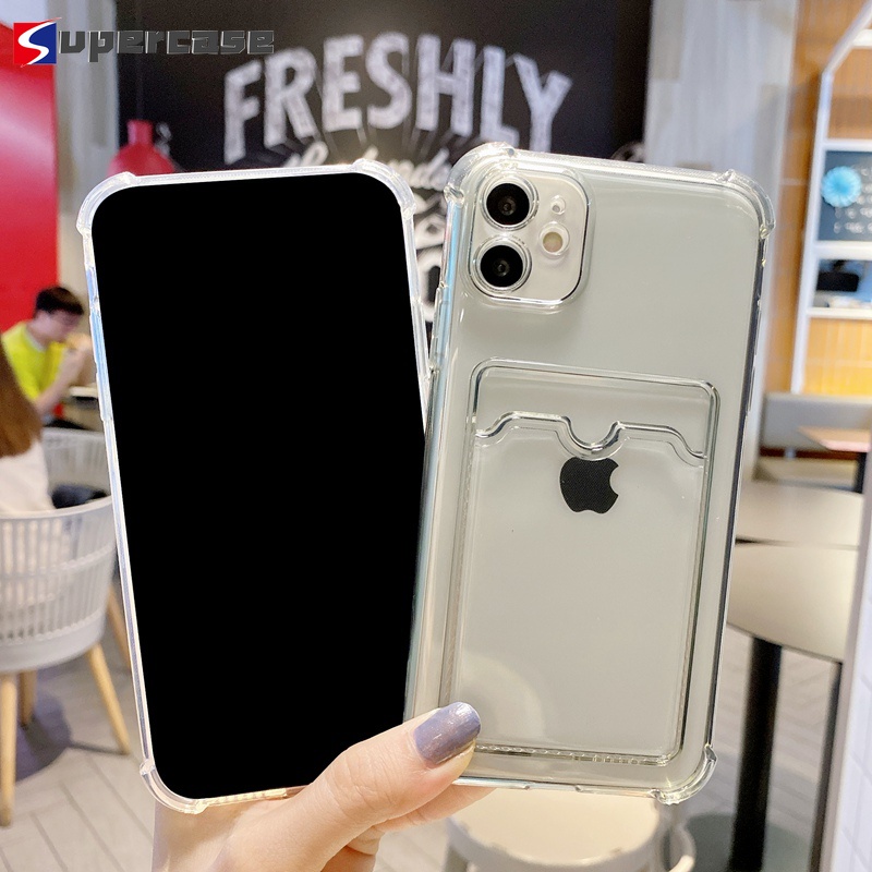 Case For iPhone 12 Pro Max 11 Pro Max XR Cover Transparent  Anti-fall Shockproof Soft TPU Phone Casing Card holder | BigBuy360 - bigbuy360.vn