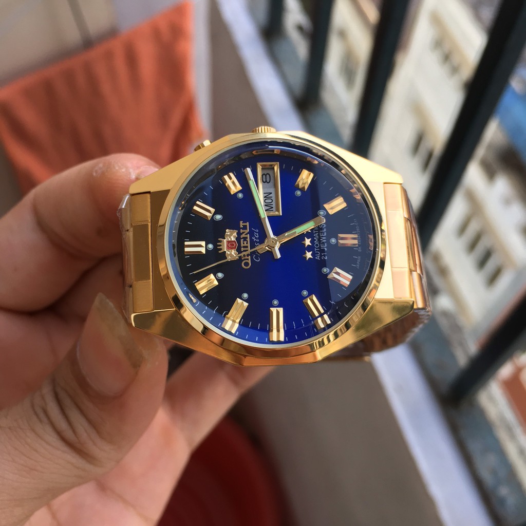 Đồng hồ nam orient 3 sao nhật máy nguyên bản  mặt xanh dương