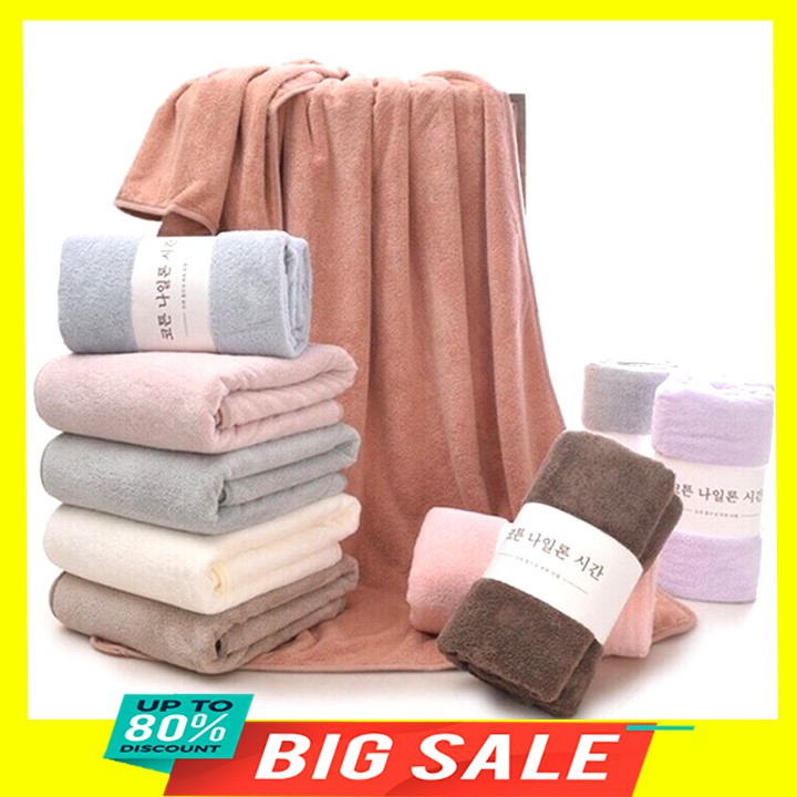 [ Tặng 1 khăn mặt 30x50cm] Combo 2 khăn tắm xuất Hàn cao cấp chất liệu siêu mềm mịn KT 140*70cm