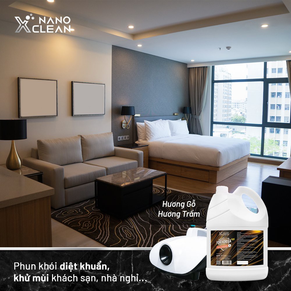 Dung dịch nano bạc tạo khói, phun khói Nano Xclean For Horeca plus - khử khuẩn, khử mùi, tạo hương thơm [COMBO 5L]