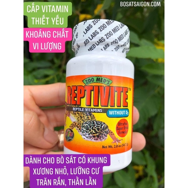 REPTIVITE WITH OUT D3 ZOOMED, VITAMIN KO D3 DÀNH CHO BÒ SÁT, TRĂN RẮN, THẰN LẰN DA BÁO.
