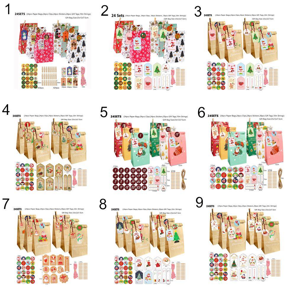 Bộ 24 Túi Giấy Kraft Đựng Bánh Quy Họa Tiết Số