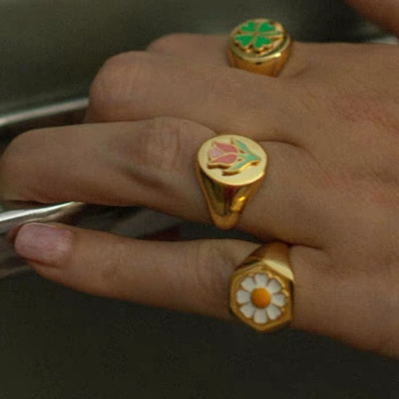 Nhẫn Hở Hình Hoa Cúc Phong Cách Âu Mỹ